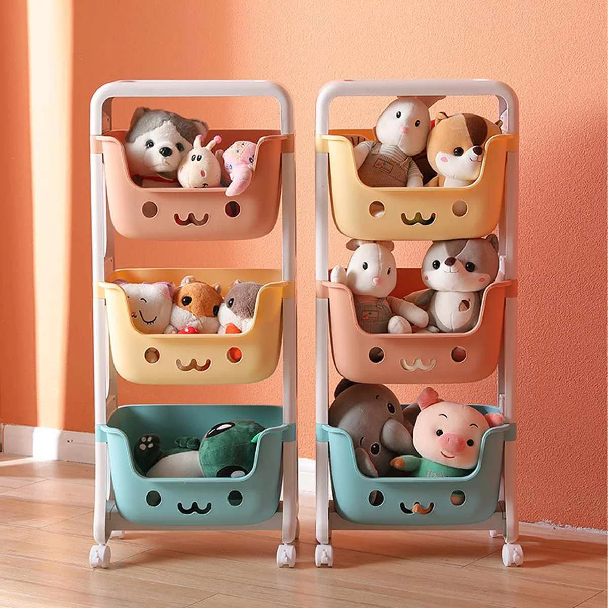 

2/3 Tiers Storage Cart Mobile Shelving Unit Organizer Slide Out Storage Rolling Utility Cart Rack for Kitchen Bathroom Household