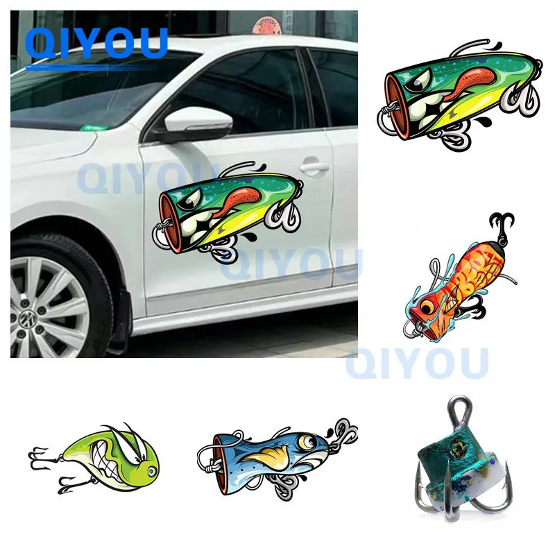 

Creative Decoration Fishing Temptation Vinyl Car Sticker Suitable for Car Fuel Tank Cap Laptop Die-cut Reflective PVC Decal