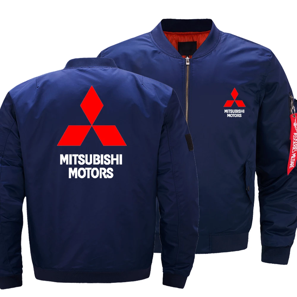 

Men Mitsubishi Motors Logo Flying Jacket New Autumn Winter Casual Zipper Long Sleeve Stylish Windproof Cotton-Padded Jacket