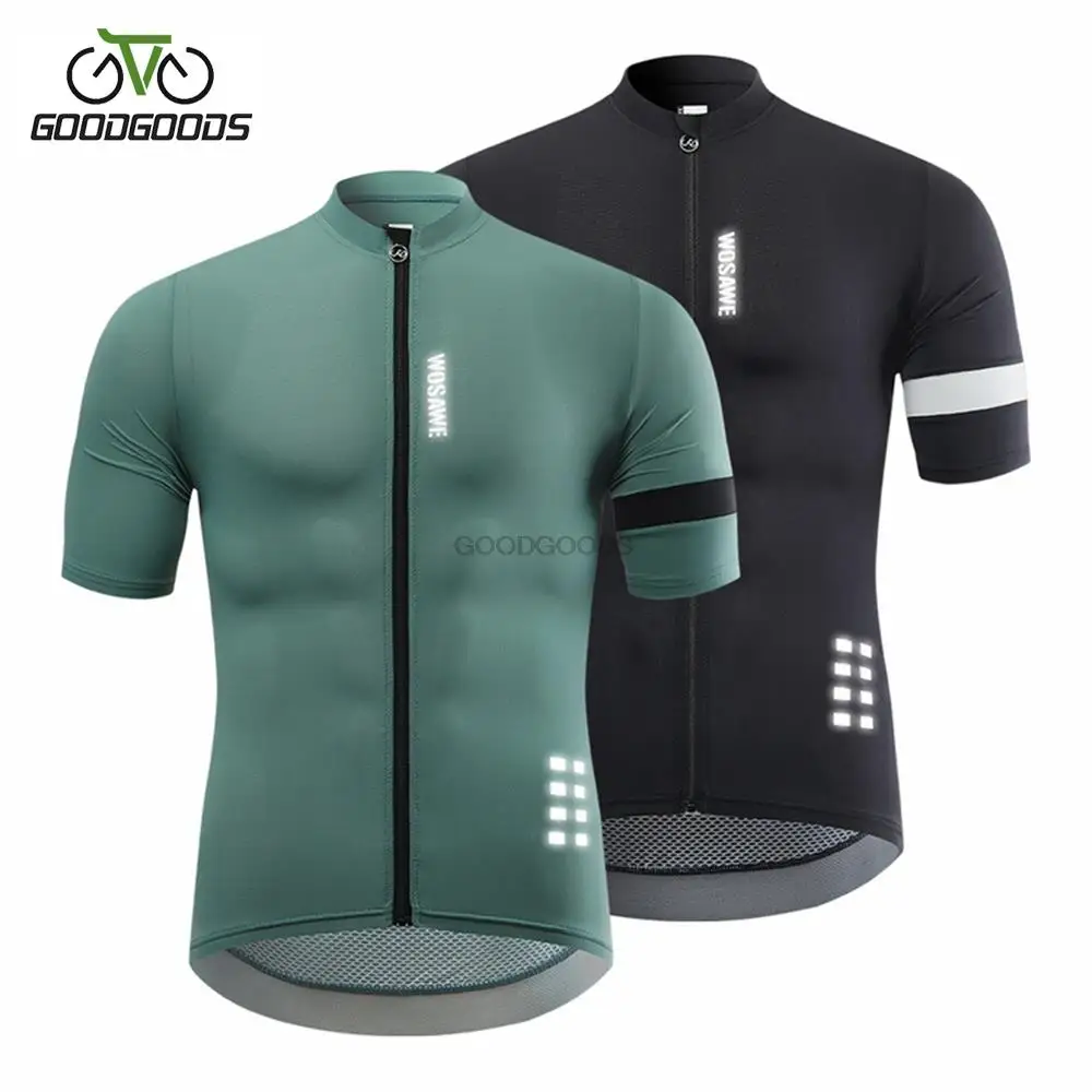 

WOSAWE Cycling Outdoor Mountain Bike Men's Solid Color Comfortable Stretch Top Mountain Bike Riding Breathable Short sleeves