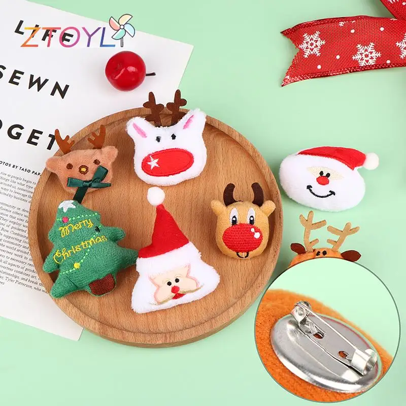 

5 шт. Рождественская плюшевая брошь-кукла в виде Санта-Клауса, лось, колокольчика, елки, сумка для пальто, свитера, аксессуары для свитера