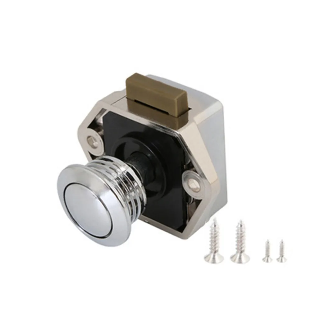 

Push Button Drawer Cupboard Door Catch Lock Caravan Van Boat Lock Aluminium Home Hardware RV Button Handle Lock Keyless Button