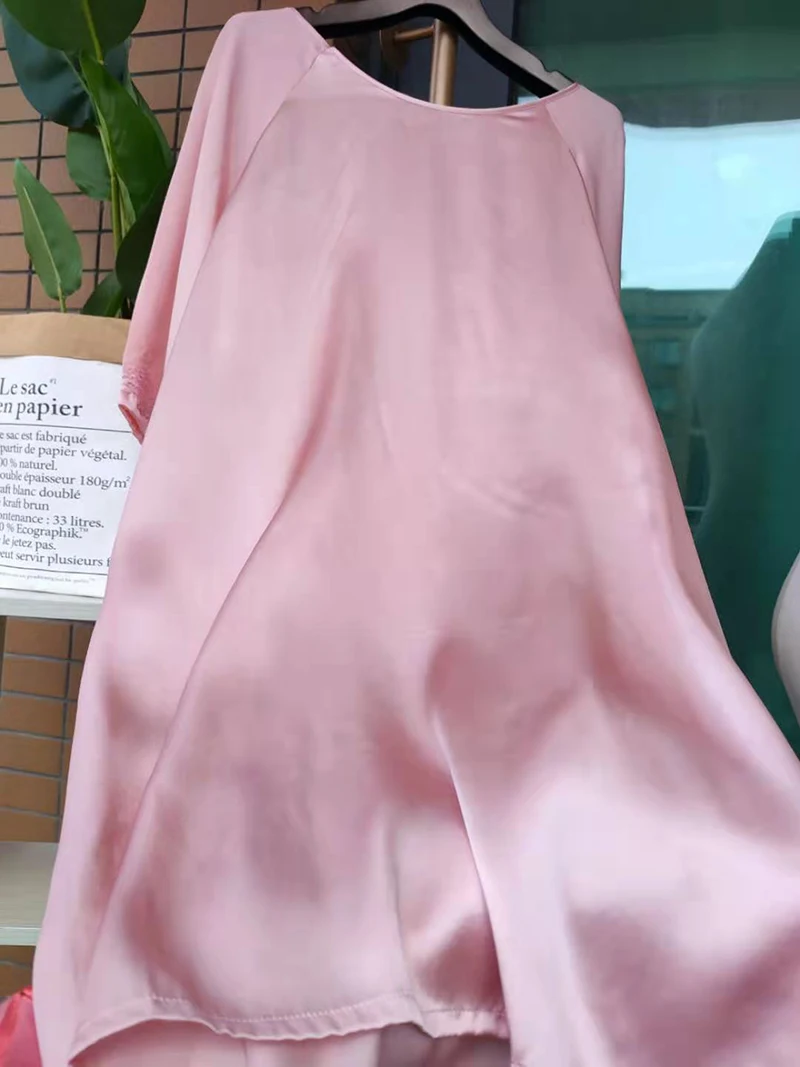 Mulberry Silk Sleeping Dress Round Neck Loose Large Nightdress Dress Dress Home Dress Spring And Summer Women Pajamas