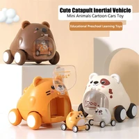animals one click ejection preschool learning interactive toy cartoon cars toy baby car toys push and go little car