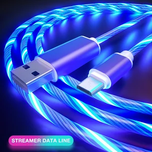 glowing cable mobile phone charging cables led light micro usb type c charger for samsung xiaomi iphone charge wire cord free global shipping