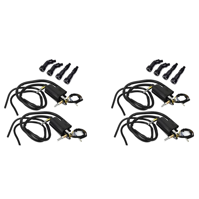 Набор из 4 катушек зажигания и колпачков для Suzuki GS550 GS650 GS750 850 1000 1100 Kawasaki KZ400 650 750 900