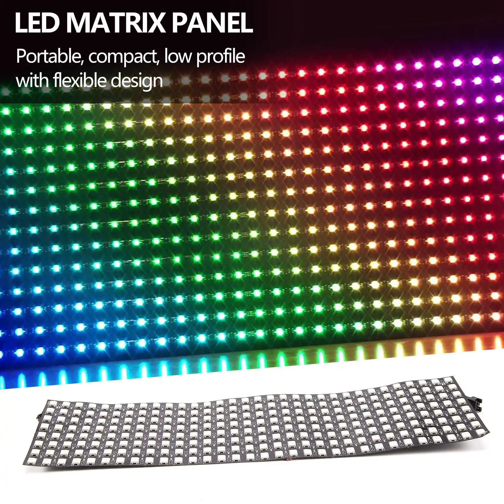 

LED Matrix Panel, WS2812B RGB 832 Pixels Digital Flexible Dot Matrix Individually Addressable LED Display Screen