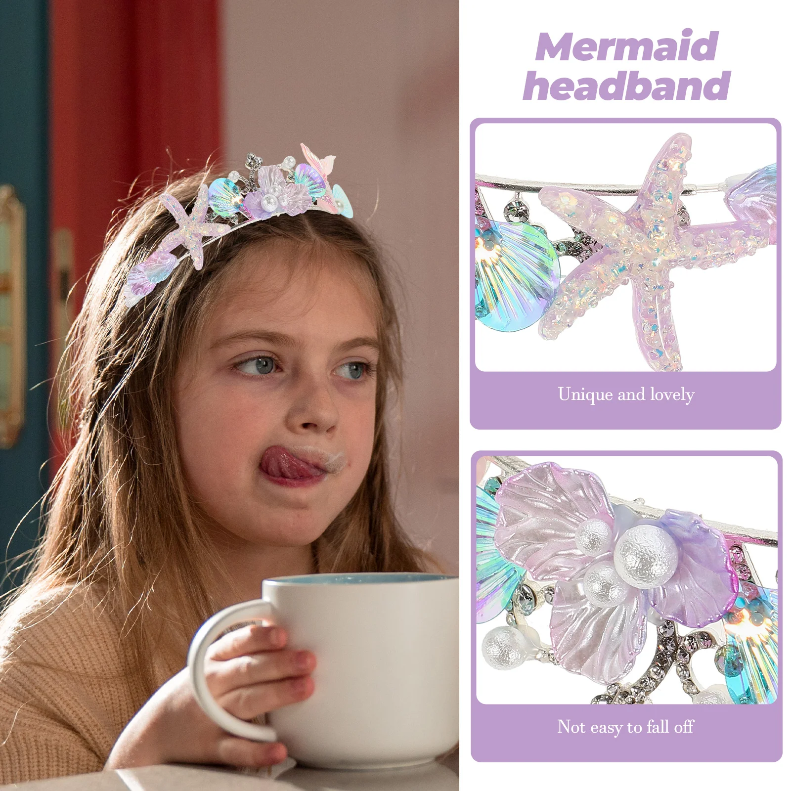 Корона для волос аксессуары девочек декор в виде русалки оболочка металлический