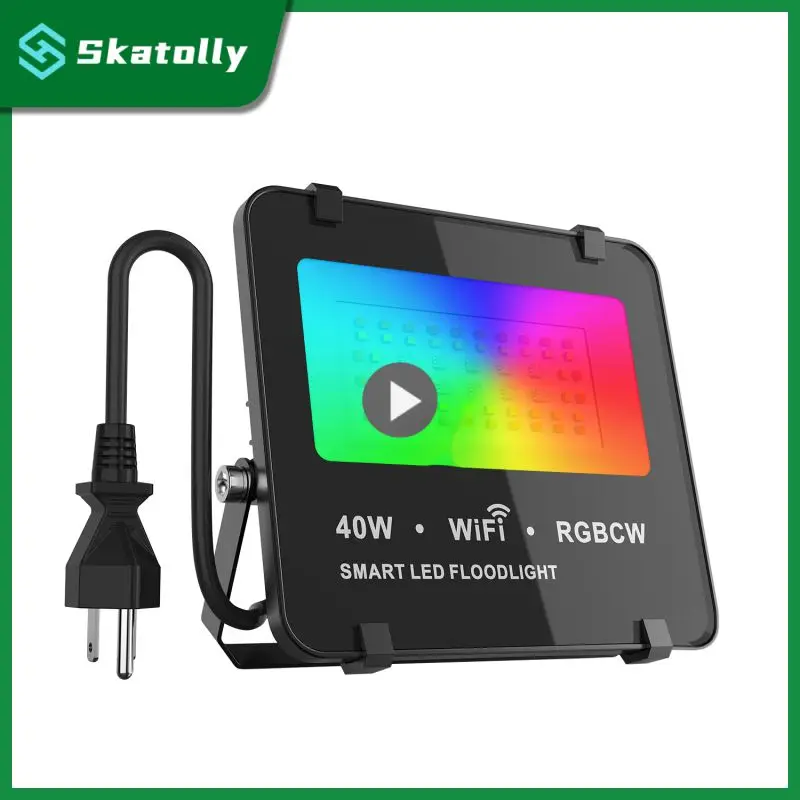

2/3/5PCS Spotlight Rgb Wifi Smart Floodlights Dimmable Ip66 40w Warm Cool Lighting Wall Lamp Smart Home Black