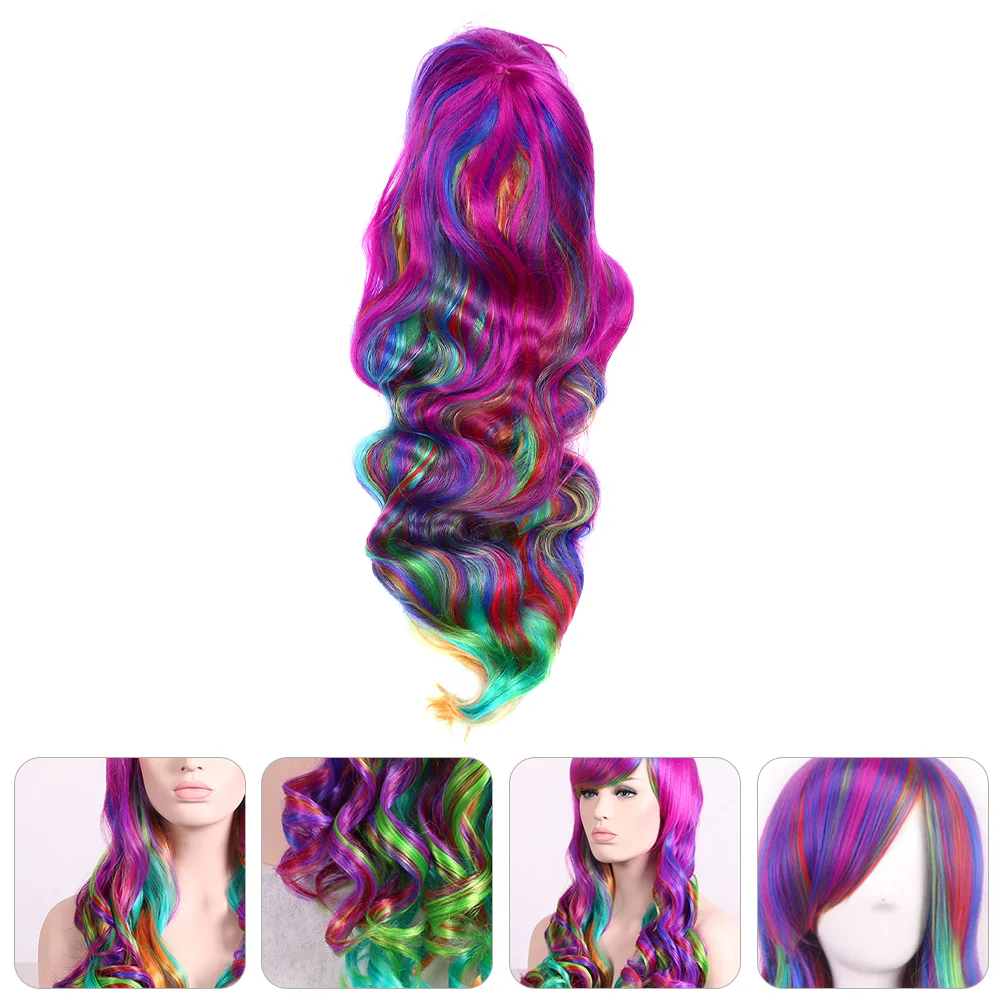 

Hair Wigs Long Colorful Curly Cos Party Hairpiece Costume Props Cosplay Halloween Costumes Kids