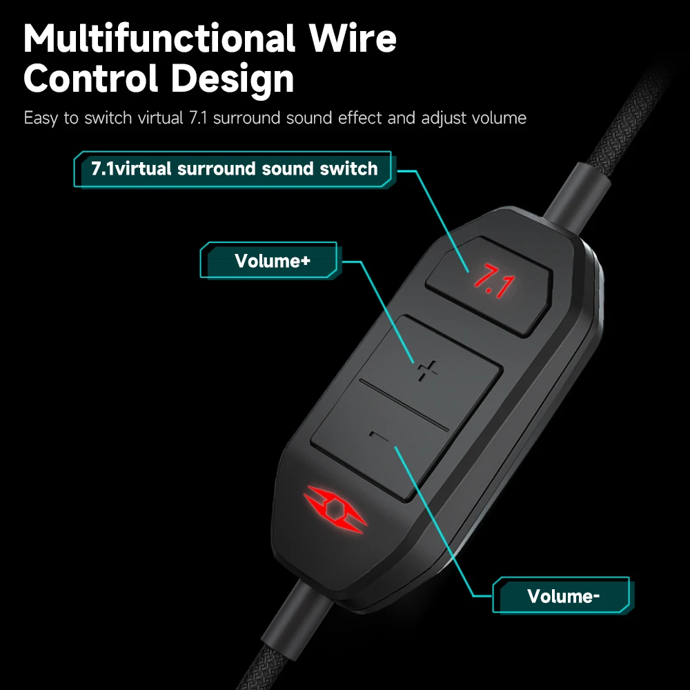 LIBERTY GAMER FORGE Head-mounted Gaming Headset 7.1 Virtual Surround Sound 40mm Driver Unit RGB Light Effect Ergonomic Design |