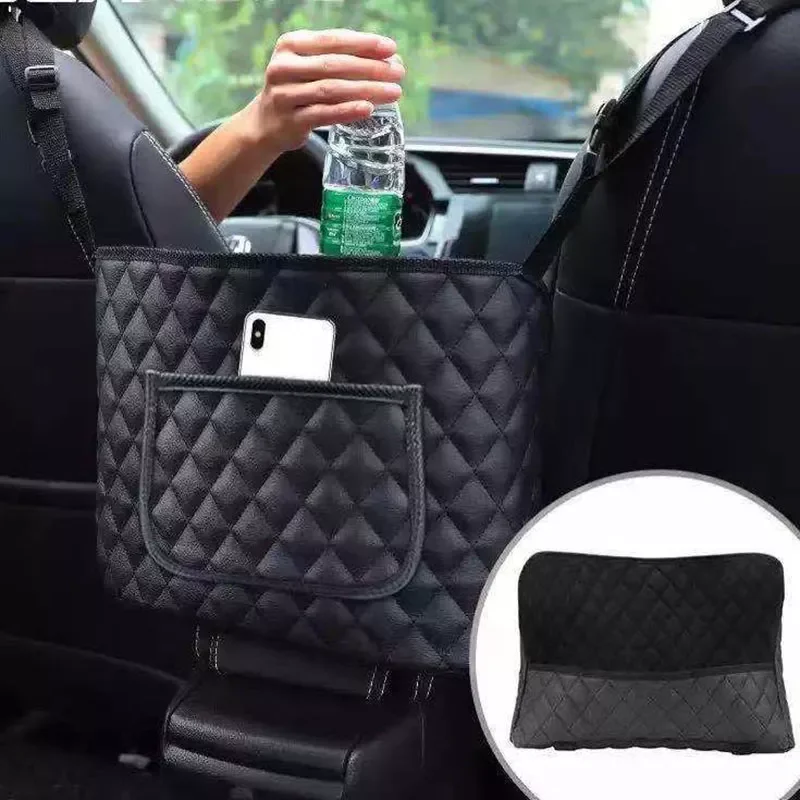 

Pu Leather Car Handbag Holder Interior Auto Seat Middle Box Seat Hanger Storage Bag Hanging Pocket Handbag for Men Women Girls