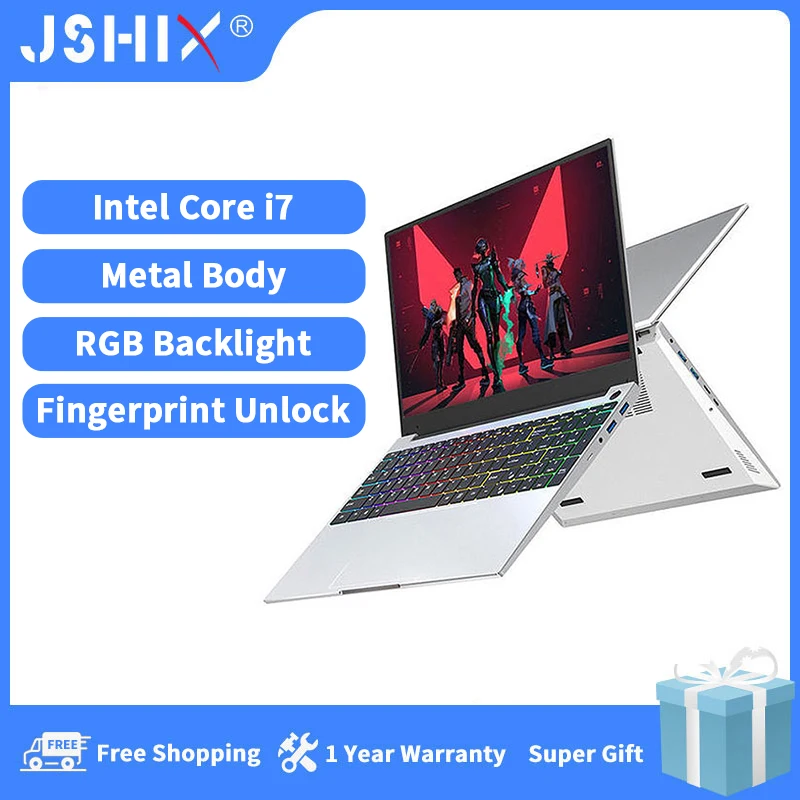 

Игровой ноутбук Intel Core i7, 15,6 дюйма, Full HD, ультратонкий металлический корпус, 16 ГБ ОЗУ, 512 Гб SSD, одна клавиша, разблокировка отпечатком пальца, портативные ноутбуки