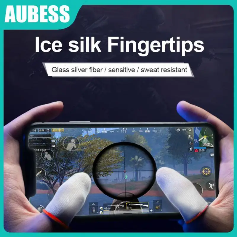 

Finger Sleeve A Pair Fingertips Ultra-thin Sensitive Touch Screen Finger Cover Glass Silver Fiber Anti-sweat Breathable Non-slip