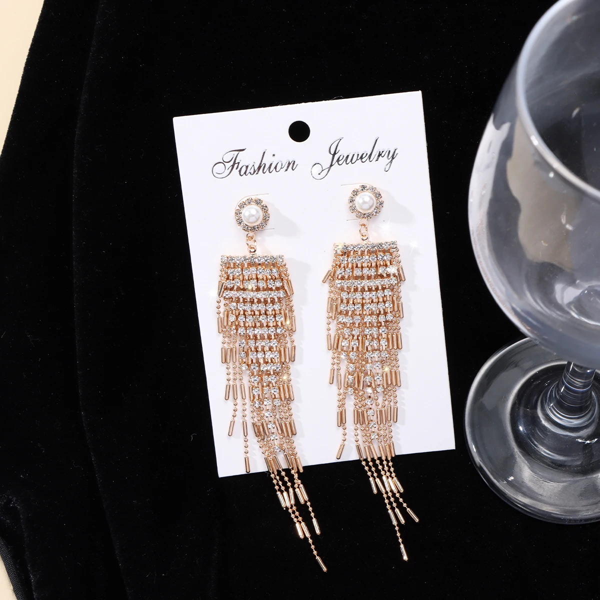 Элегантные висячие серьги с кисточками для женщин серебристые стеклянные