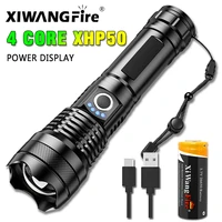 drop shipping xhp50 flashlight most powerful flash light 5 modes usb zoom led torch xhp50 18650 or 26650 battery campingfishing