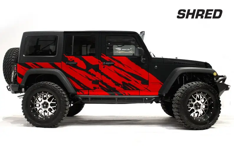 

Наклейка Jeep Decal | Заводские ремесла «SHRED», графический набор | Наклейки для Jeep | Виниловая наклейка 3M, наклейка для Jeep Wrangler