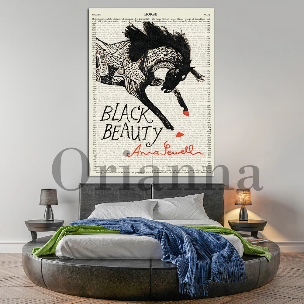 Черная красота античная лошадь энциклопедия Britannica обложка книги ретро настенное