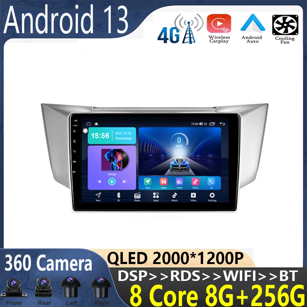 

For Lexus RX300 RX330 RX350 RX400H II 2003-2009 android 13 Car Radio Multimedia Video Player Navigation stereo GPS No 2din auto