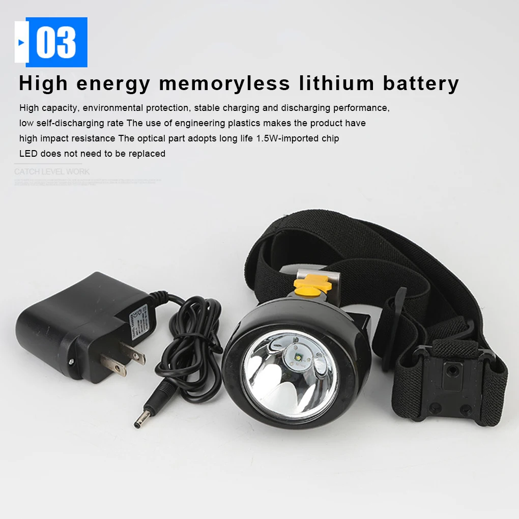 

Headlight Portable Blast-proof Replacement Rechargeable Battery Powered XPE IP54 Waterproof Caving Headlamp Yellow 3W