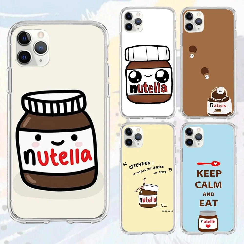 Kawaii Chocolate Nutella Phone Case For Iphone 16 15 11 13 14 Pro Max 7 8 Plus X Xr Xs Se2020 12mini Transparent Cover