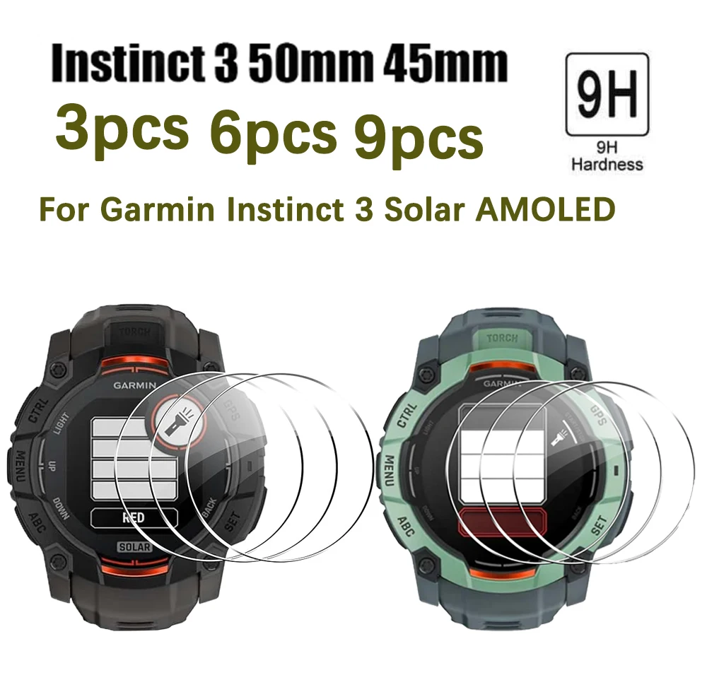 Фото 3/6/9 шт. для Garmin Instinct 3 Solar AMOLED 45 мм 50 мм 9H 2.5D пленка из закаленного стекла для умных часов закаленное стекло Защитная пленка для экрана №1
