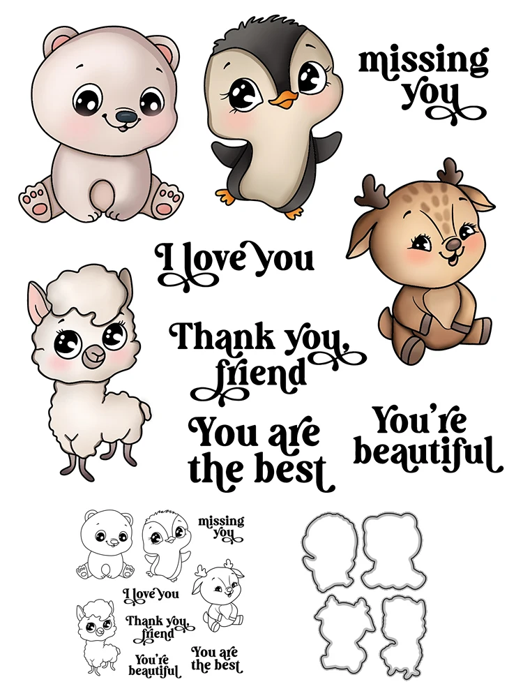 Металлические штампы и для скрапбукинга с милыми маленькими животными |