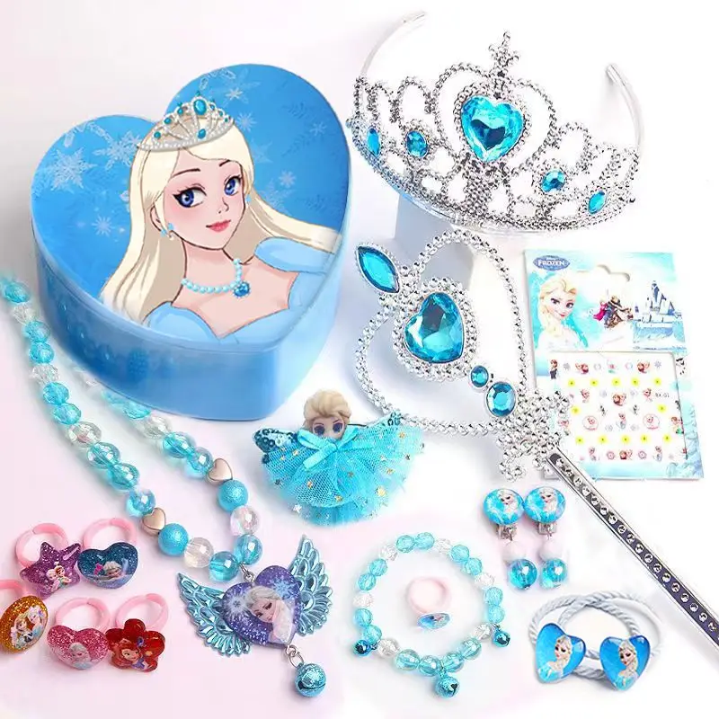 

Новый набор красочных детских аксессуаров для волос «Холодное сердце» из аниме «Эльза», ожерелье, браслет, шпилька, корона для девочек