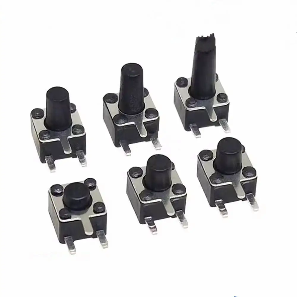 1000 шт. 6*6*4 3/5/6/7/8 мм Высокий правый угол 3 Pin Dip сторона актил Такт кнопка боковой