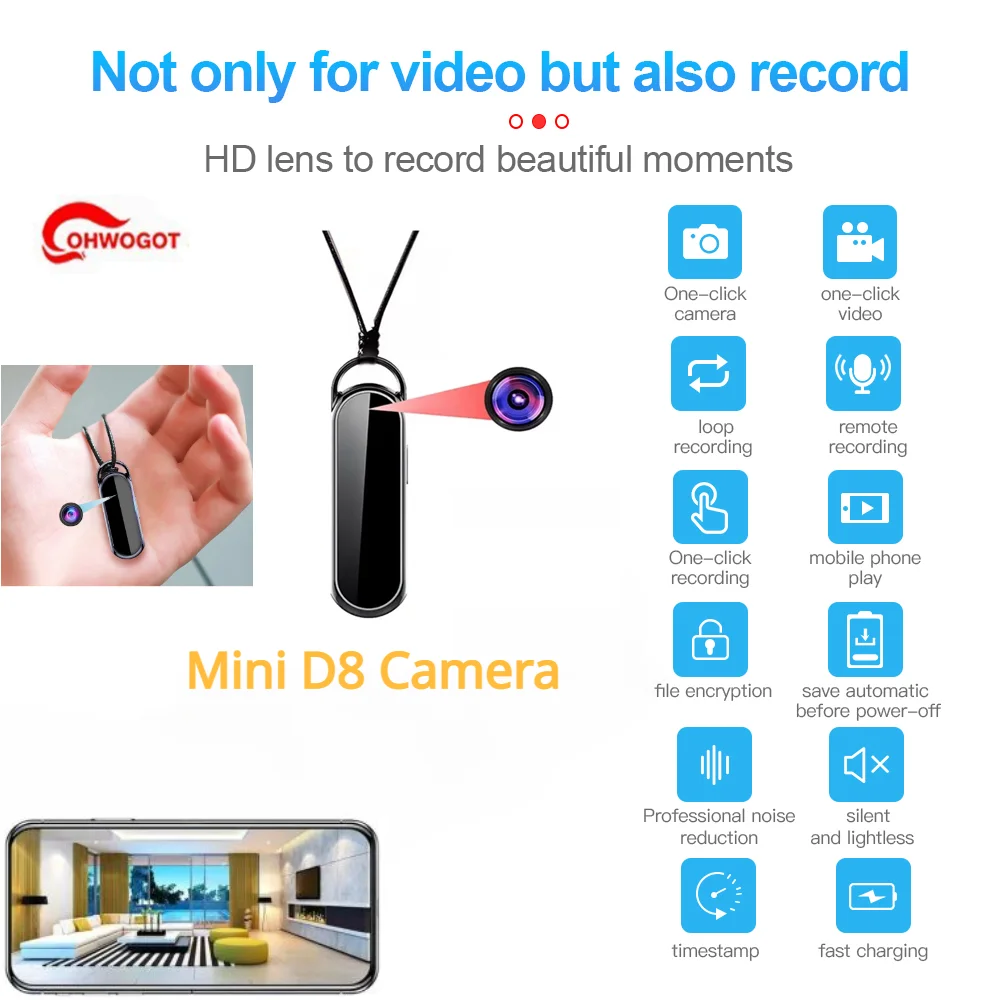 

Mini Necklace Camera Recorder HD DV Small Camcorder Digtal Video Voice Record Wearable Portable Outdoor Audio Micro Sport Cam