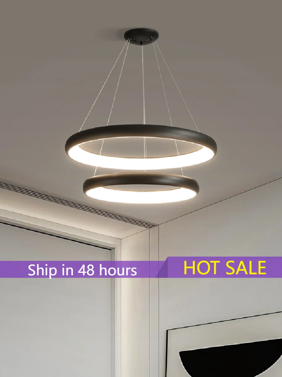 

Nordic Simple LED Chandelier Modern Living Room Dining Room Kitchen Bedroom Bar Office Duplex Building Villa Ring Hanging Lamp