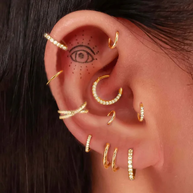 Stainless Steel Hoop Piercing Earring For Women Zircon CZ Cartilage Piercing Helix Daith Conch Tragus Rook Lobe Ear Ring Jewelry 1
