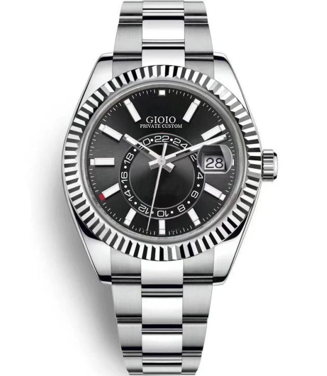 

Mens Watch Automatic Mechanical Sky Black Blue Gold 24 hours