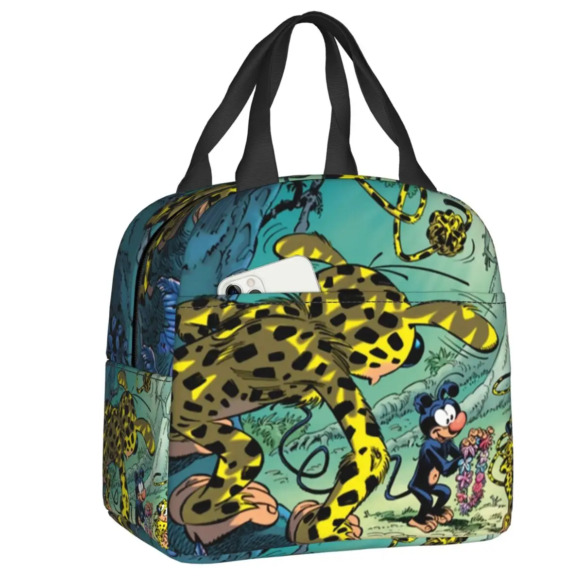 

Marsupilami Spying On Girlfriend Thermal Insulated Lunch Bags Comic Strip Cartoon Resuable Lunch Tote Multifunction Food Box