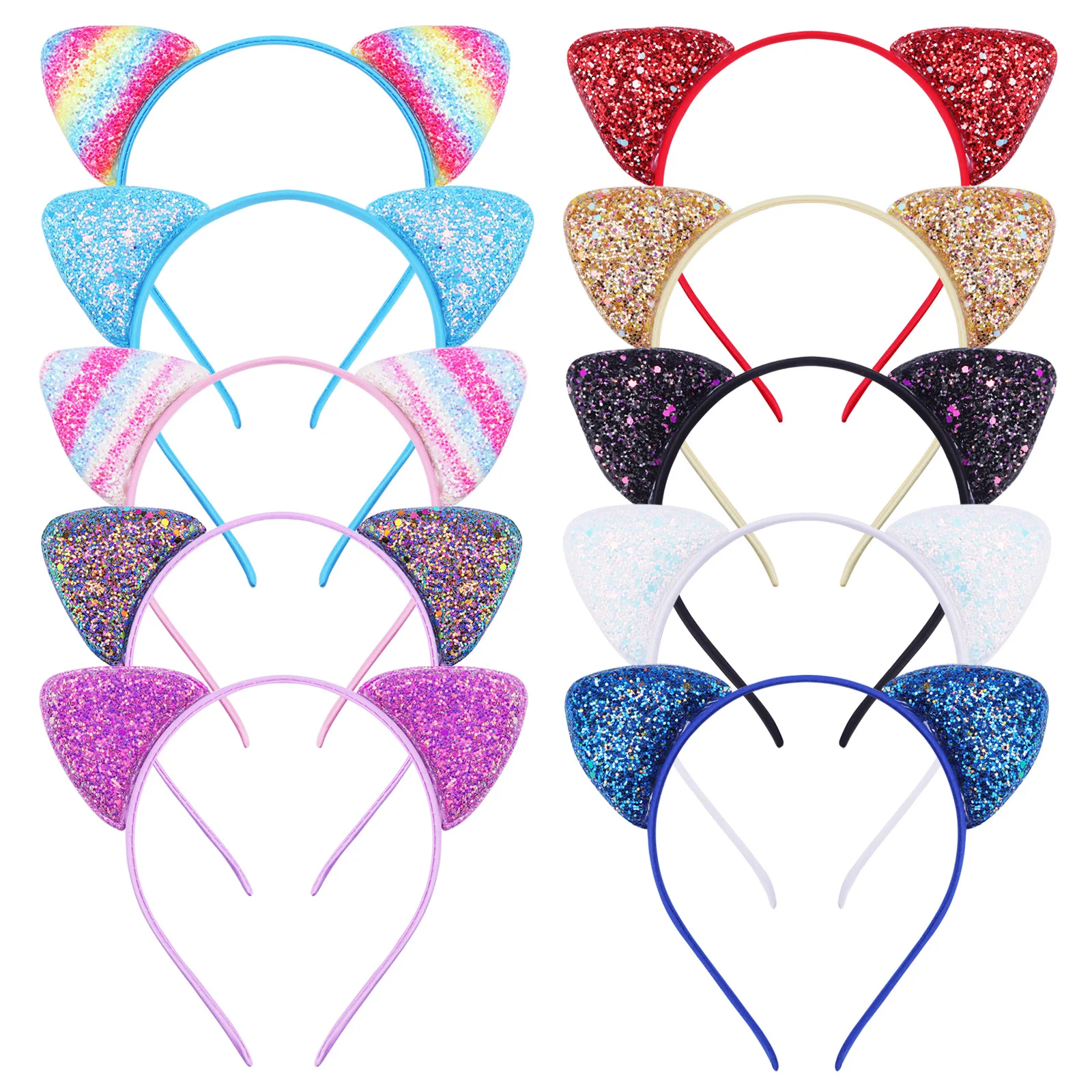 

1pcs Sequin Cat Ear Headband Shiny Hair Hoops Cute Bling Hairband Hair Accessories for Women Girl Daily Wearing Party Decoration