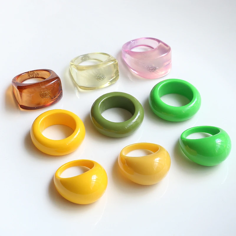 

1 шт. в стиле ретро Showa Instagram нишевой стиль смола вогнутая форма индивидуальное кольцо Сделай Сам ювелирное изделие кольцо на указательный па...