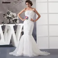Challoner Modern Strapless Mermaid Wedding Dress Purple Hand-made-flower Bridal Gowns for Women Bow Sash Backless Custom Made