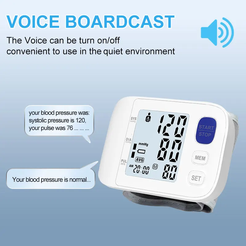 Тонометр AiQUE на запястье с подсветкой автоматический цифровой пульсометр