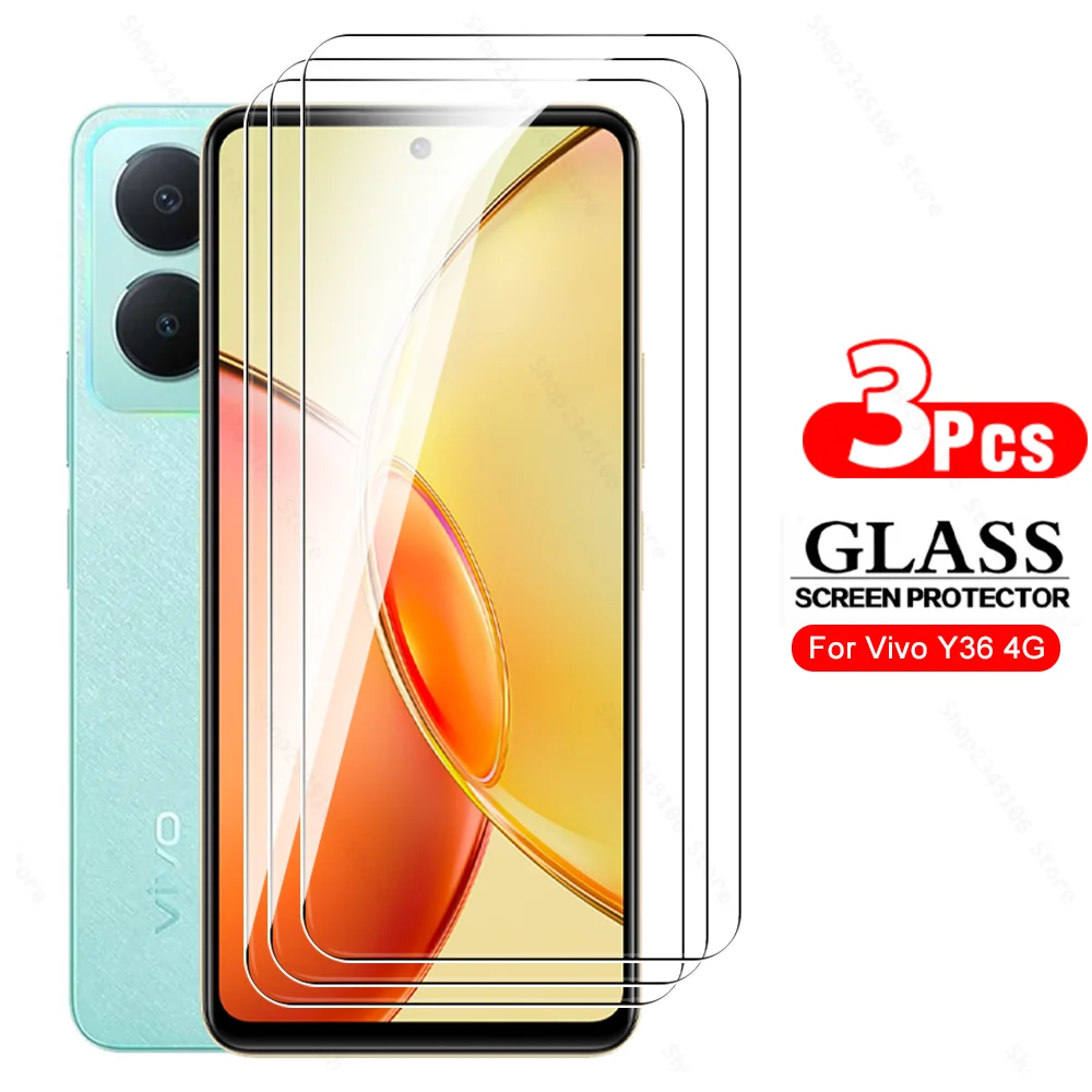 

3Pcs Glass Screen Protector For Vivo Y36 4G 2023 6.64inches Tempered Glass Vavo Vovi Y 36 36Y VivoY36 Full Cover Protective Film