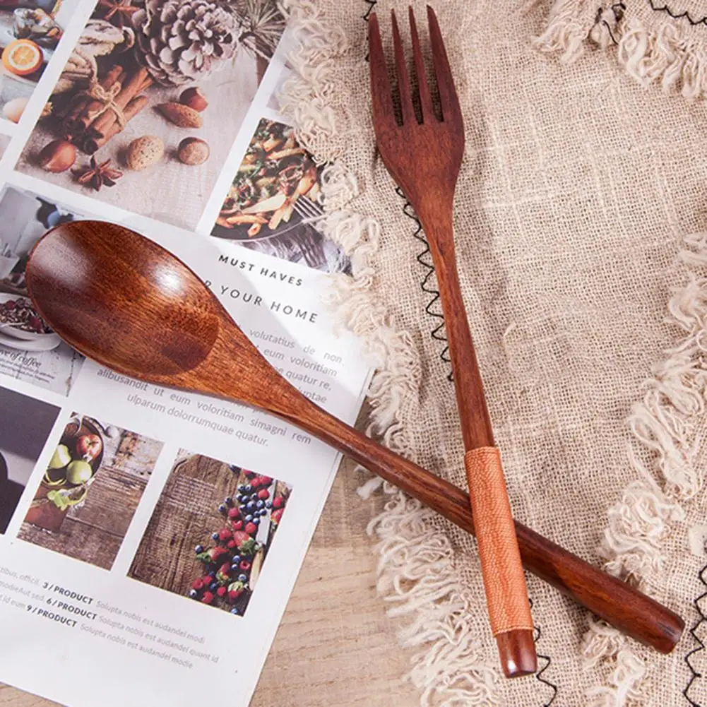 Столовые приборы деревянная утварь Set портативные столовые удобные в переноске с