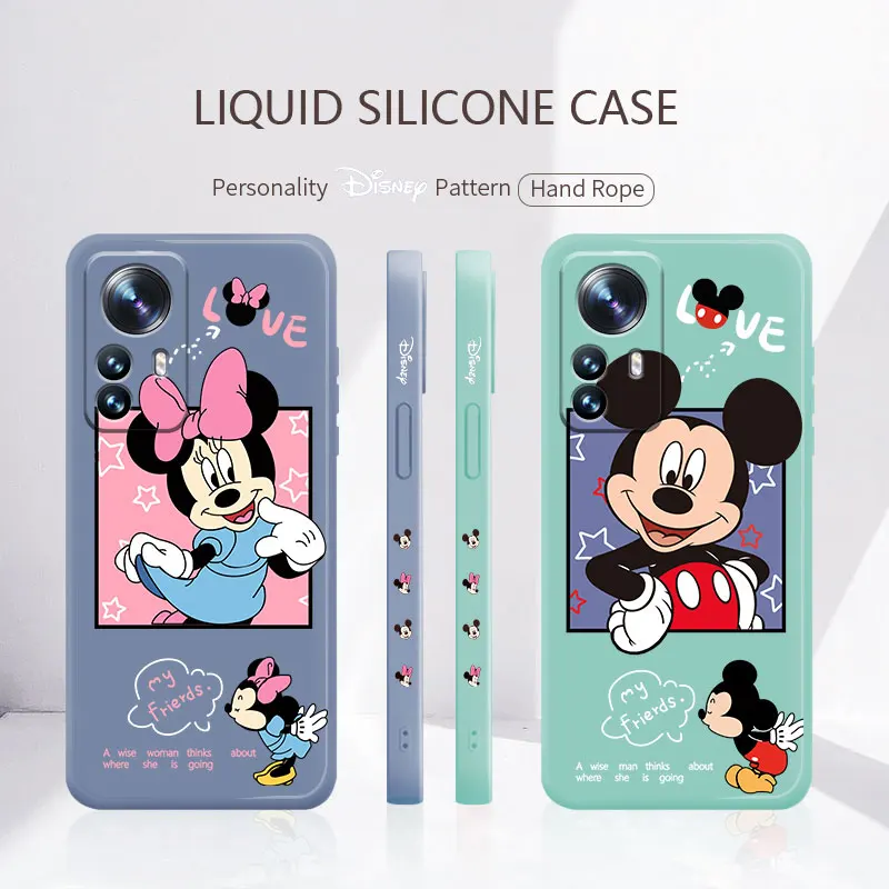 

Celular Liquid Coque Case for Samsung Galaxy A52 A12 A51 A32 A21s A71 4G 5G A23 A50 A73 Disney Mickey Minnie Lover Soft Capa