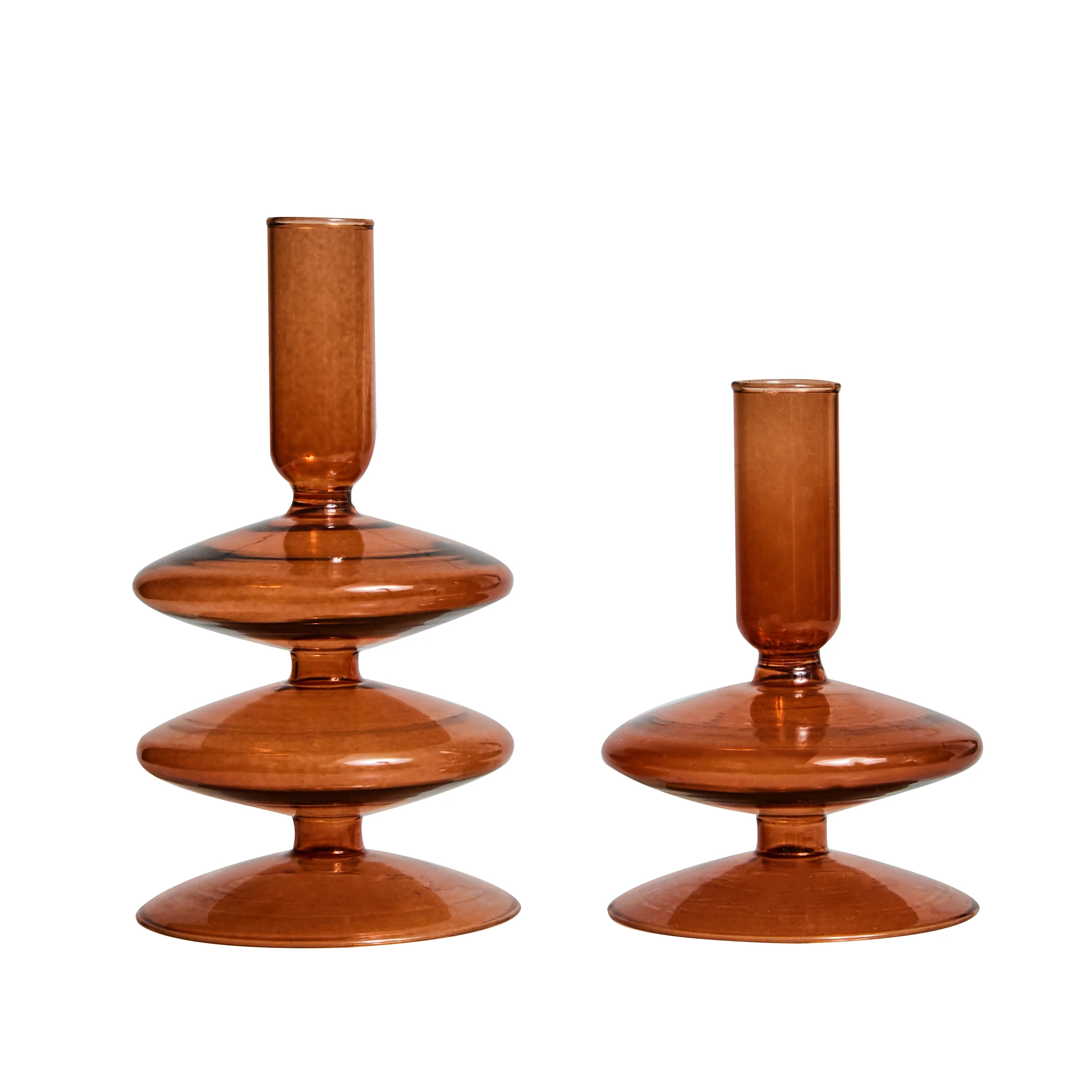 

Retro Glass Candlestick for Taper Candle Brown Glass Nordic Home Decortaion Birthda Gift Ornaments