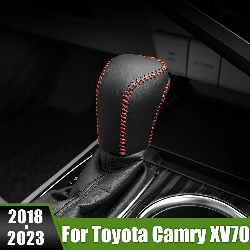 

For Toyota Camry XV70 70 2018 2019 2020 2021 2022 2023 Leather Car Gear Head Shift Knob Cover Collars Handbrake Trim Cover Case
