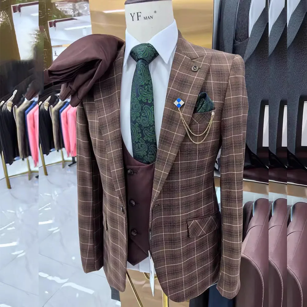 Элегантные мужские костюмы роскошная куртка из трех предметов брюки жилет