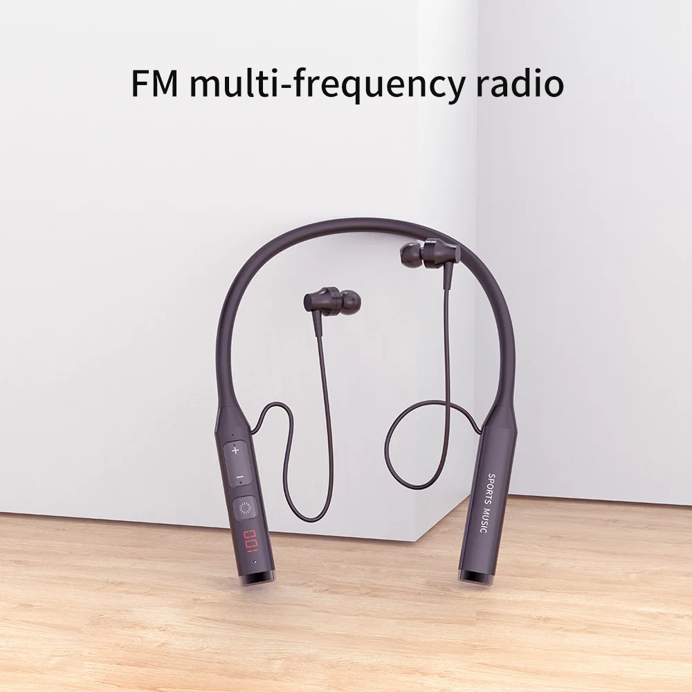 

3 In 1 Bluetooth 5.0 Sports Wireless Earphones Neckband Magnet HIFI Stereo Headset Support MP3 Player FM Radio TF Card With Mic