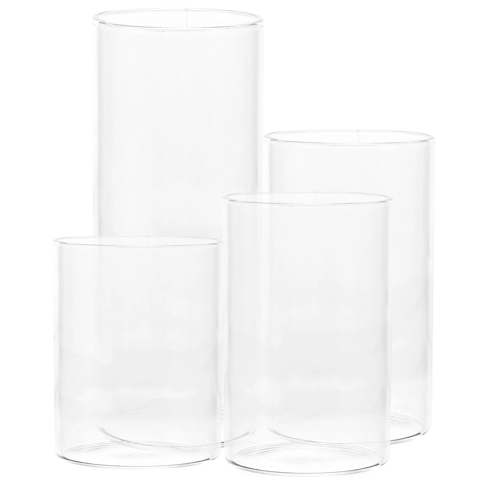

4 Pcs Protector Glass Table Top Cylinders Holder Pillar Candles European Style Tall Holders Clear Household Shades