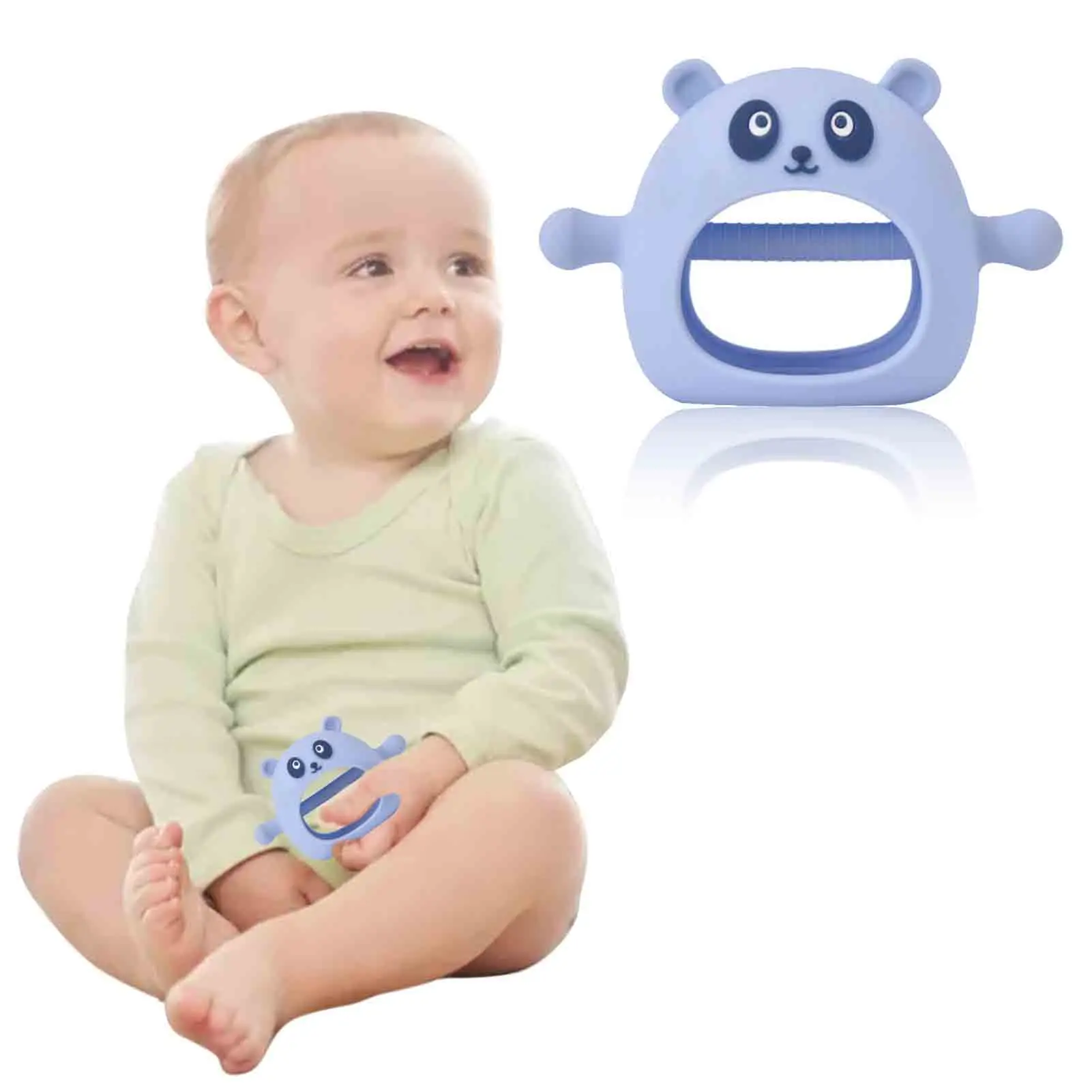 

Teether Soothing Pacifier Never Drop Silicone Bear Infant Teething Toy Infant Teething Toy Hands-Free Design Easy-to-Hold Design