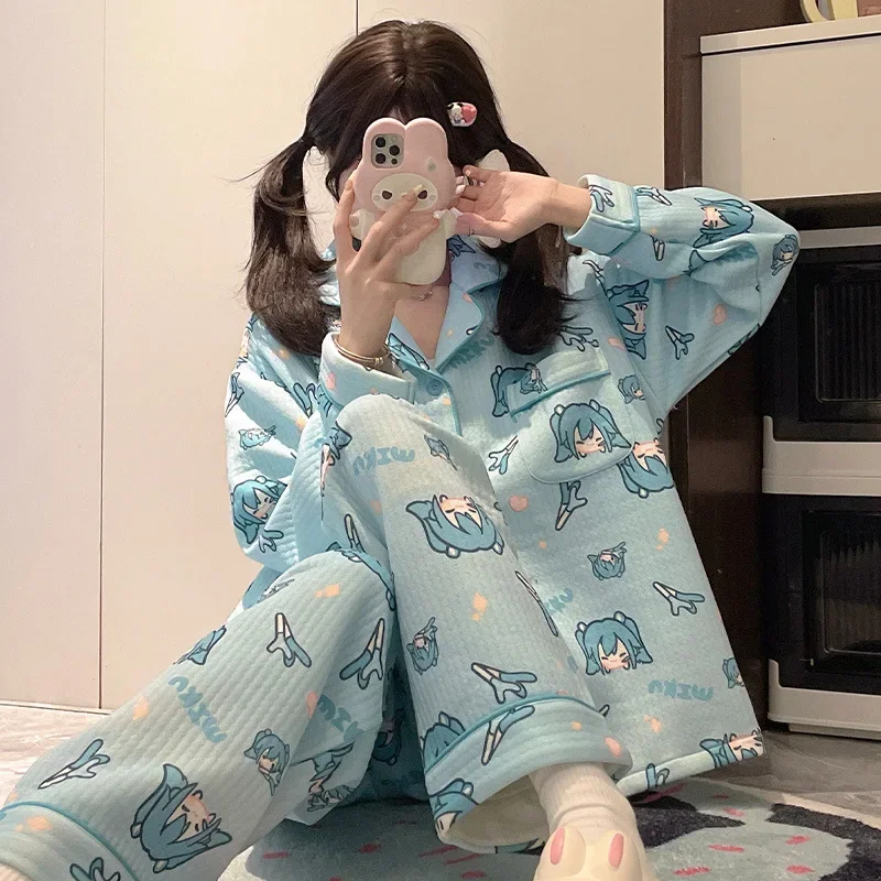 Милые милые женские пижамы в стиле аниме Hatsune Miku кавайный свободный кардиган с