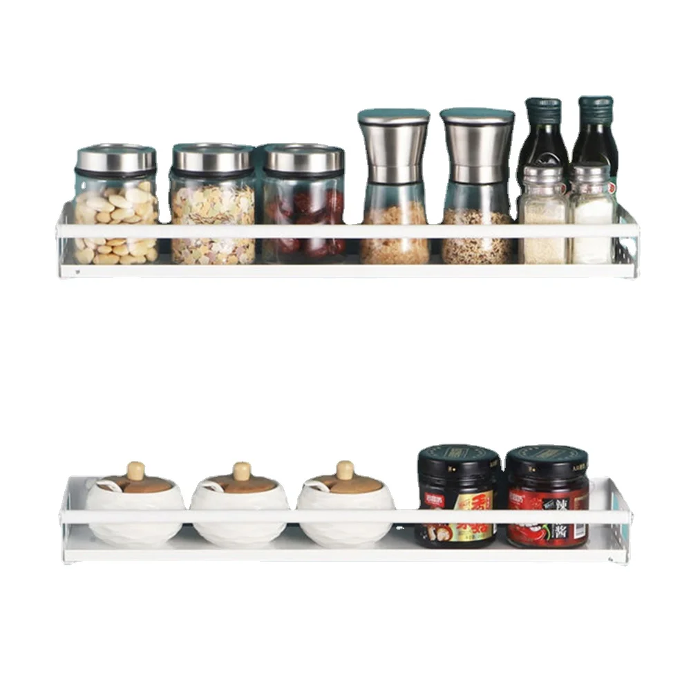 

50cm Shelf Modern Nordic Style Kitchen Organizer Wall Mount Bracket Storage Rack Spice Jar Cabinet Shelf Supplies Bathroom Rack