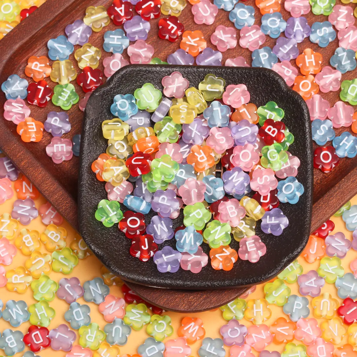 20 шт. 9 мм акриловые бусины с цветами и буквами сделай сам изготовление ювелирных